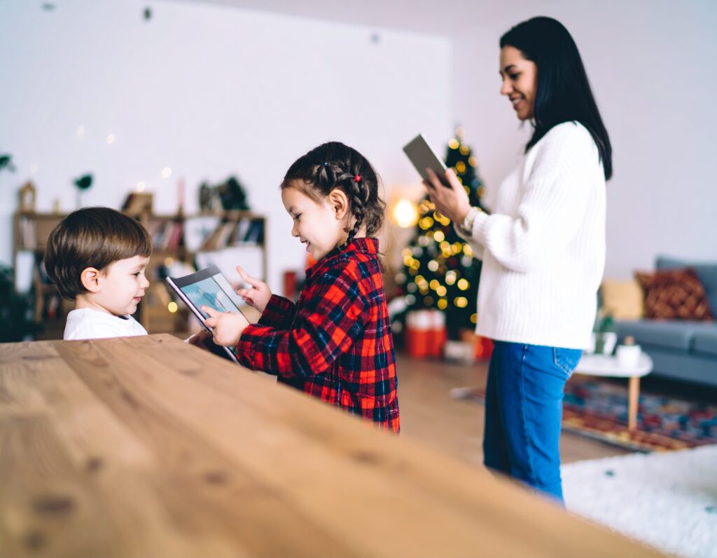 Children using technology safely under adult supervision